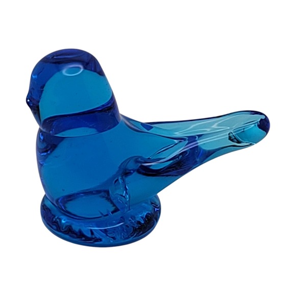 Vintage Ron Ray‎ Bluebird of Happiness Glass Bird Blue Art Deco 1995 Signed - Picture 1 of 9
